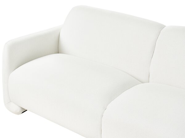 3-miestna pohovka biela látkové čalúnenie polyester široké operadlo podrúčky retro štýl obývacia izba