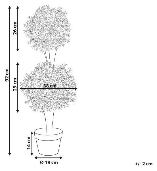 Umelá rastlina v kvetináči buxus strom zelená plastové listy kmeň z masívneho dreva 92 cm interiér exteriér záhrada doplnky