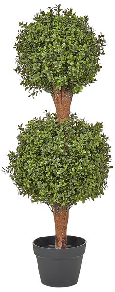 Umelá rastlina v kvetináči buxus strom zelená plastové listy kmeň z masívneho dreva 92 cm interiér exteriér záhrada doplnky
