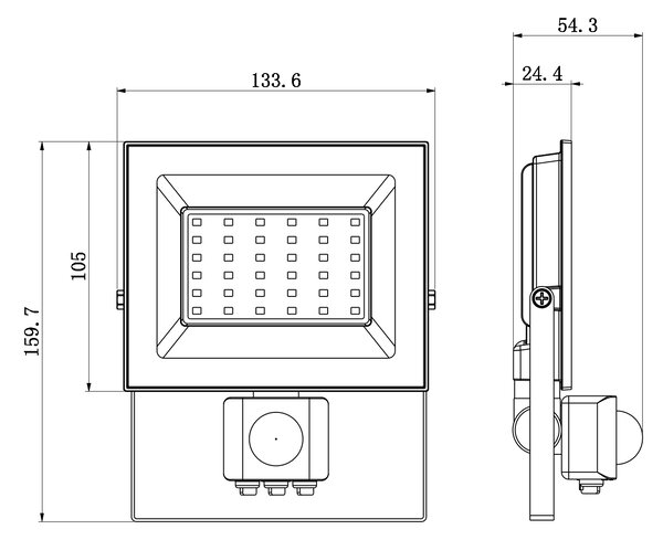 LED reflektor 30W Halogen s pohybovým a súmrakovým senzorom - 2700 lm, 4000K