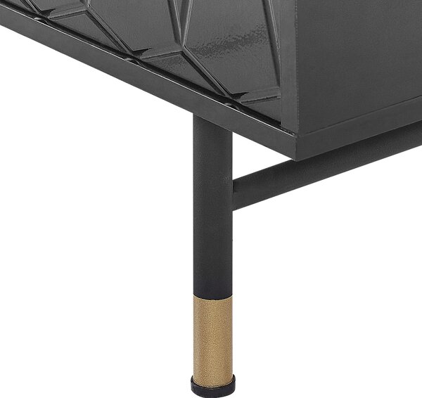Komoda čierna MDF dvojdverová úložná skrinka moderný minimalistický dizajn obývacia izba