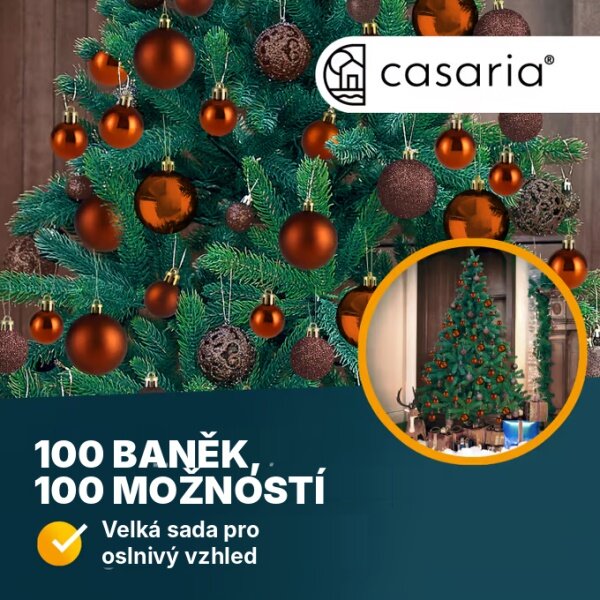 Sada vianočných baniek - bronzové, matné 100ks