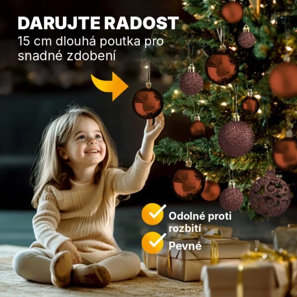 Sada vianočných baniek - bronzové, matné 100ks
