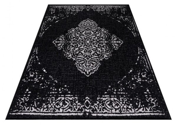 Šnúrkový koberec Sunny ornament čierny