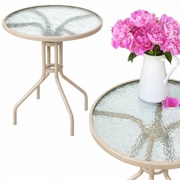 Dekorstudio Okrúhly stôl na balkón ISLAND 60cm - béžový