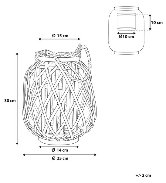Lampáš na sviečku čierne vŕbové drevo sklo 30 cm interiér exteriér škandinávsky štýl dekorácie
