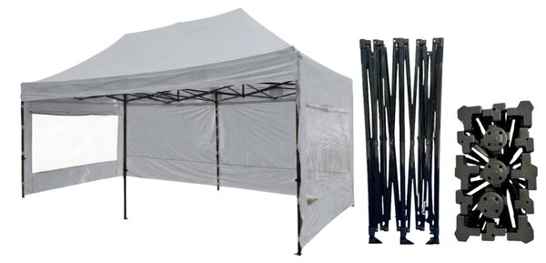 TENTino Nožnicový párty stan 3x6 m /6 nôh STEEL HEXAGON Farba opláštenia: 1A - BIELA