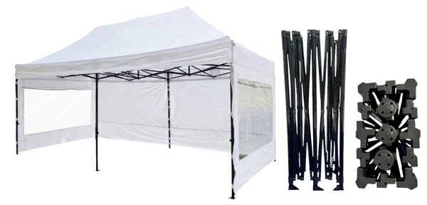 TENTino Nožnicový párty stan 3x6 m /6 nôh STEEL HEXAGON Farba opláštenia: 1A - BIELA