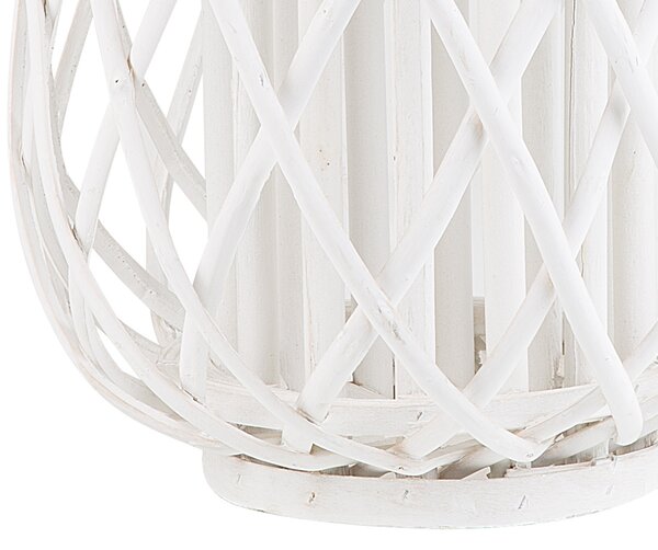 Lampáš na sviečku biele vŕbové drevo sklo 30 cm interiér exteriér škandinávsky štýl dekorácie