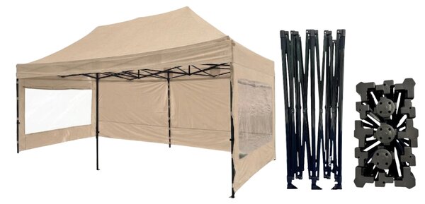 TENTino Nožnicový párty stan 3x6 m /6 nôh STEEL HEXAGON Farba opláštenia: 1A - BIELA