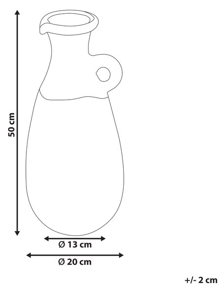 Dekoratívna váza modrá a hnedá terakota 50 cm ručne maľovaná retro vintage dizajn