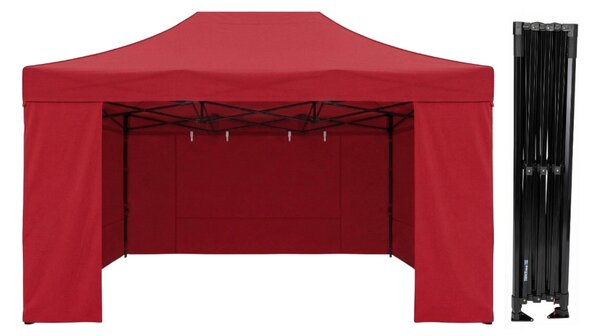 TENTino Nožnicový párty stan 3x4, 5 m STEEL HEXAGON Farba opláštenia: 11A - ČIERNA