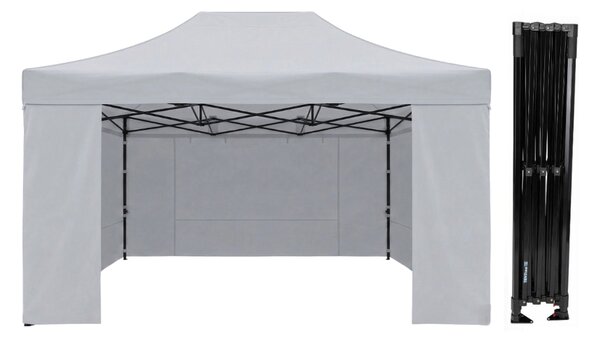 TENTino Nožnicový párty stan 3x4, 5 m STEEL HEXAGON Farba opláštenia: 11A - ČIERNA
