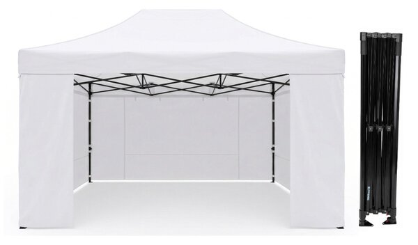 TENTino Nožnicový párty stan 3x4, 5 m STEEL HEXAGON Farba opláštenia: 11A - ČIERNA
