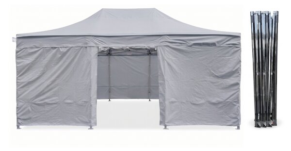 TENTino Nožnicový párty stan 4x6 m / 8 nôh STEEL HEXAGON Farba opláštenia: 5A - ŠEDÁ