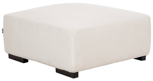 Taburet krémovobiely menčestrový čalúnený 80 x 80 x 35 cm štvorcový minimalistický moderný dizajn
