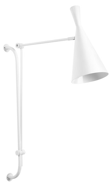 Nástenná lampa biela oceľová 1 svetlo kužeľové tienidlo nastaviteľné rameno moderný industriálny štýl obývacia izba spálňa
