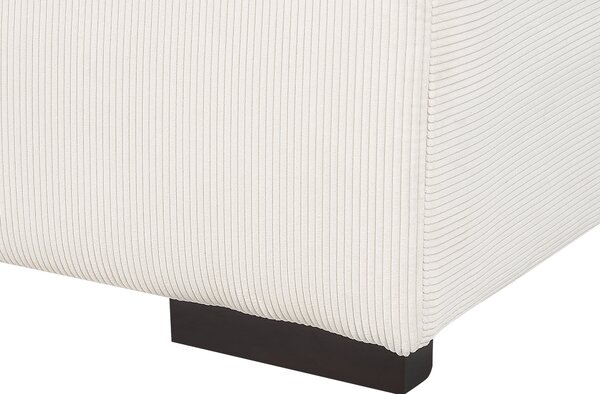 Taburet krémovobiely menčestrový čalúnený 80 x 80 x 35 cm štvorcový minimalistický moderný dizajn