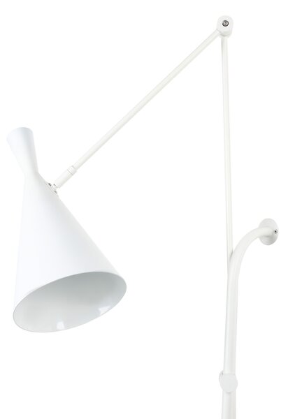 Nástenná lampa biela oceľová 1 svetlo kužeľové tienidlo nastaviteľné rameno moderný industriálny štýl obývacia izba spálňa