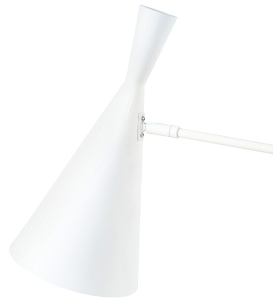 Nástenná lampa biela oceľová 1 svetlo kužeľové tienidlo nastaviteľné rameno moderný industriálny štýl obývacia izba spálňa