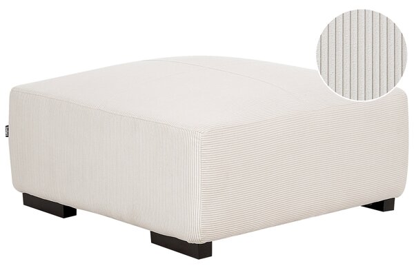 Taburet krémovobiely menčestrový čalúnený 80 x 80 x 35 cm štvorcový minimalistický moderný dizajn