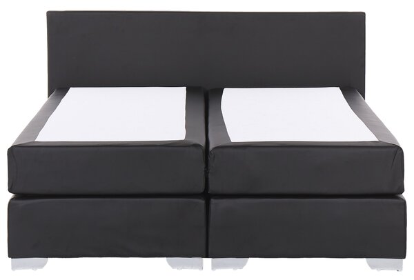 Kontinentálna posteľ čierna látkové čalúnenie 180 x 200 cm vreckový pružinový matrac s čelom moderný štýl spálňa