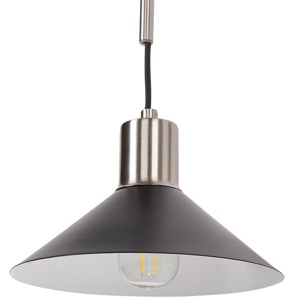 Nástenná lampa čierna strieborná oceľová 1 svetlo kužeľovité tienidlo moderný industriálny štýl obývacia izba spálňa