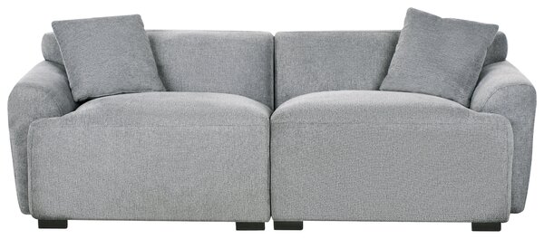 Pohovka sivá látkové čalúnenie polyester 3-miestna s vankúšmi moderný škandinávsky štýl obývacia izba