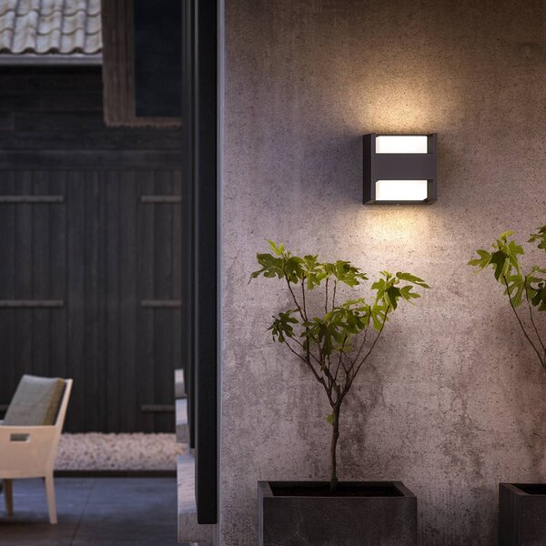 Philips LED vonkajšie nástenné svietidlo Arbour 2-pl., 2 700 K, Hliník / sivá / zinok, Hliník, Moderný, Nástenné svietidlo
