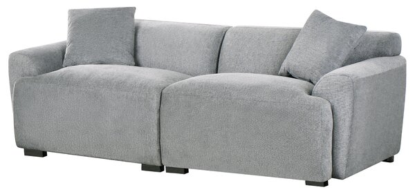 Pohovka sivá látkové čalúnenie polyester 3-miestna s vankúšmi moderný škandinávsky štýl obývacia izba