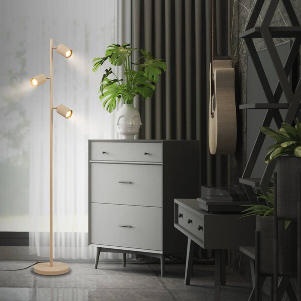 Briloner Stojacia lampa Ida, béžová, 3-pl., výška 141 cm, GU10, Krémová / jantárovo žltá, Obývacia izba / jedáleň, kov, Moderný, Stojacie svietidlo