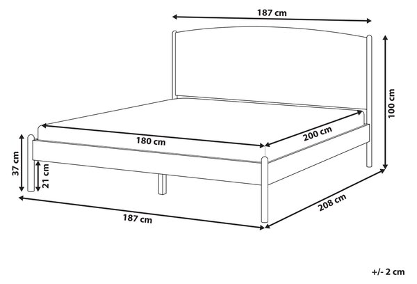Posteľ svetlohnedá borovicové drevo 180 x 200 cm s čalúneným čelom a roštom moderný minimalistický štýl spálňa