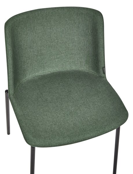 Sada 2 jedálenských stoličiek zelená čalúnené sedadlo polyester kovové nohy moderný štýl kuchyňa jedáleň