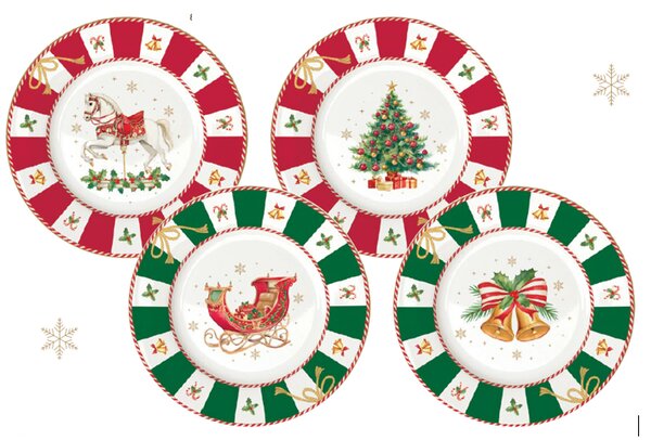 FEDORA Home Vianočné dezertné taniere Christmas Tale, set 4 ks, priemer 19 cm