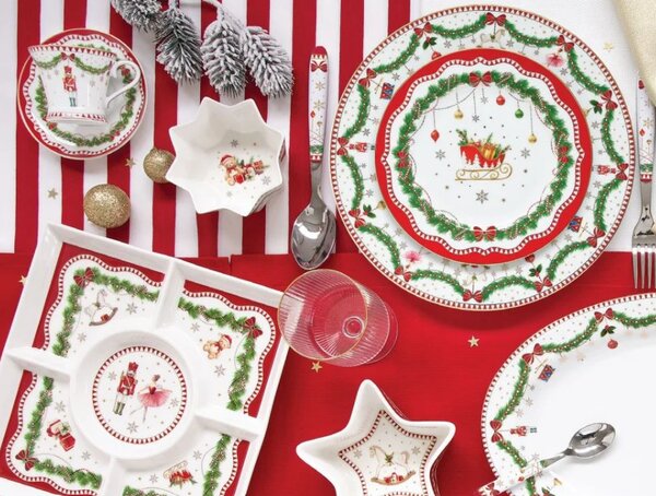 FEDORA Home Vianočné dezertné taniere Magie de Noel, set 4 ks, priemer 19 cm
