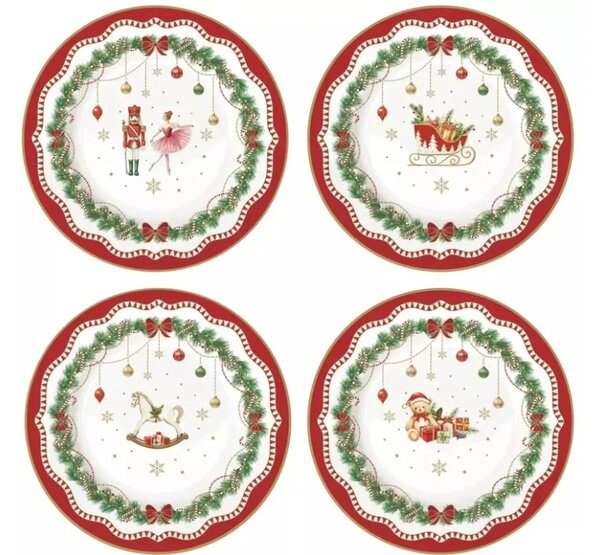 FEDORA Home Vianočné dezertné taniere Magie de Noel, set 4 ks, priemer 19 cm