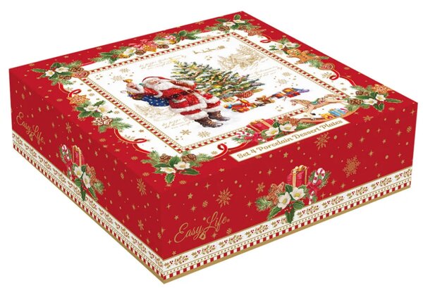 FEDORA Home Vianočné dezertné taniere Xmas Memories, set 4 ks, priemer 16 cm