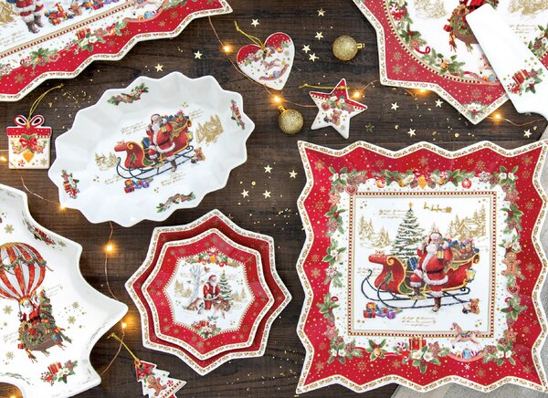 FEDORA Home Vianočné dezertné taniere Xmas Memories, set 4 ks, priemer 16 cm