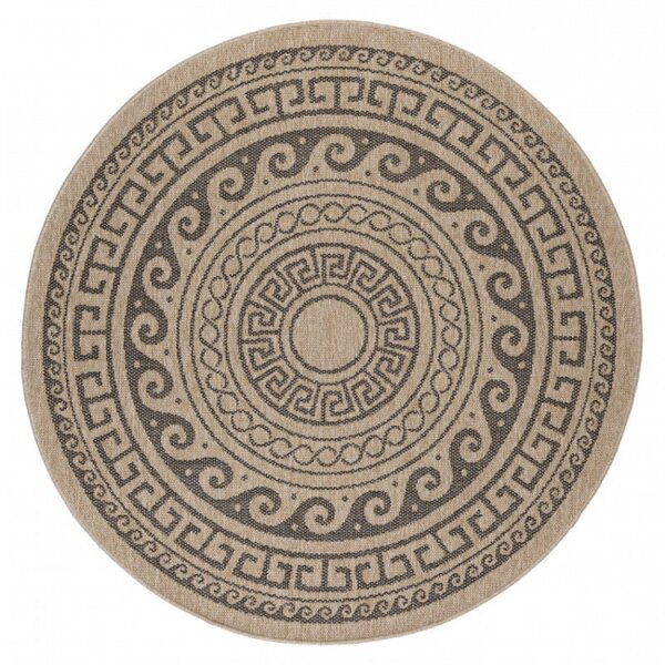 Šnúrkový koberec Comilla ornament béž-antracit, kruh