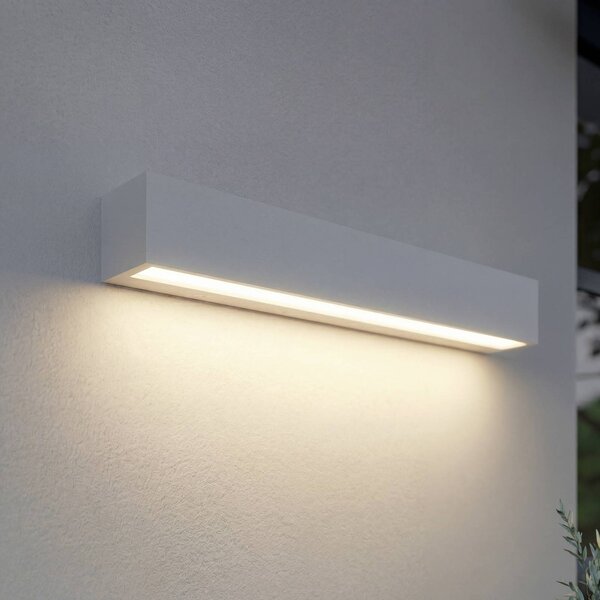 Lucande Vonkajšie nástenné LED svietidlo Lengo, 50 cm, biele, smerom nadol,, Biela / opálová, Hliník, Moderný, Nástenné svietidlo