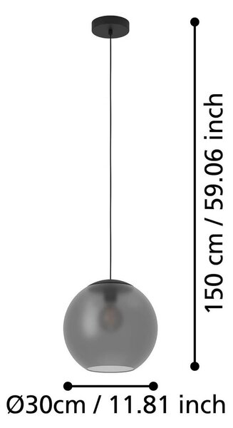 Závesné svietidlo Stars of Light Arangona, sivé, Ø 30 cm, sklo, Hliník / sivá / zinok, Obývacia izba / jedáleň, kov, Moderný, Závesné svietidlo