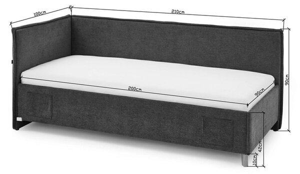 Béžová čalúnená rohová detská posteľ s úložným priestorom s roštom 90x200 cm Fun – Meise Möbel