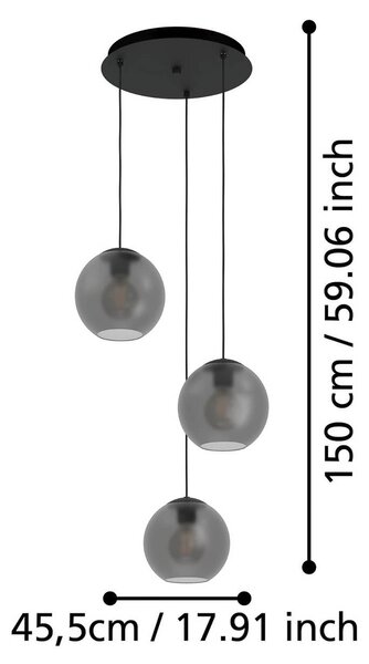 Závesné svietidlo Stars of Light Arangona, sivé, Ø 46 cm, 3-pl., Hliník / sivá / zinok, Obývacia izba / jedáleň, kov, Moderný, Závesné svietidlo