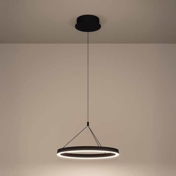 LED závesné svietidlo Stars of Light Canyamel, čierna, Ø 55 cm,, Čierna, Obývacia izba / jedáleň, Hliník, Moderný, Závesné svietidlo