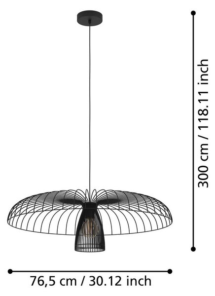 Závesné svietidlo Stars of Light Champerico, čierna, Ø 77 cm, sklo, Čierna, Obývacia izba / jedáleň, kov, Moderný, Závesné svietidlo