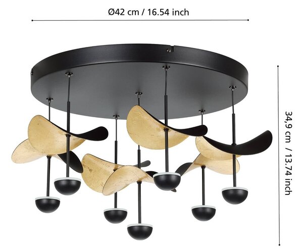 Stropné LED svetlo Stars of Light Dracera čierna/zlatá Ø 51 cm, Čierna, Obývacia izba / jedáleň, kov, Moderný, Stropné svetlo