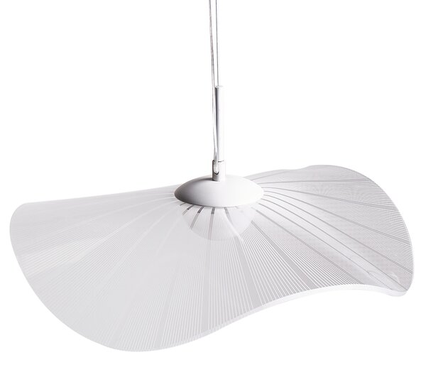 LED závesná lampa biela akrylové tienidlo odhalená žiarovka moderný glamour štýl obývačka jedáleň