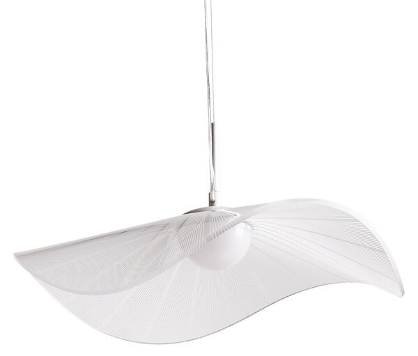 LED závesná lampa biela akrylové tienidlo odhalená žiarovka moderný glamour štýl obývačka jedáleň