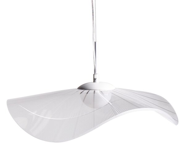 LED závesná lampa biela akrylové tienidlo odhalená žiarovka moderný glamour štýl obývačka jedáleň
