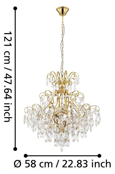 Luster Stars of Light Fenoullet, mosadz, Ø 58 cm, Mosadz / zlato, Obývacia izba / jedáleň, kov, Závesné svietidlo